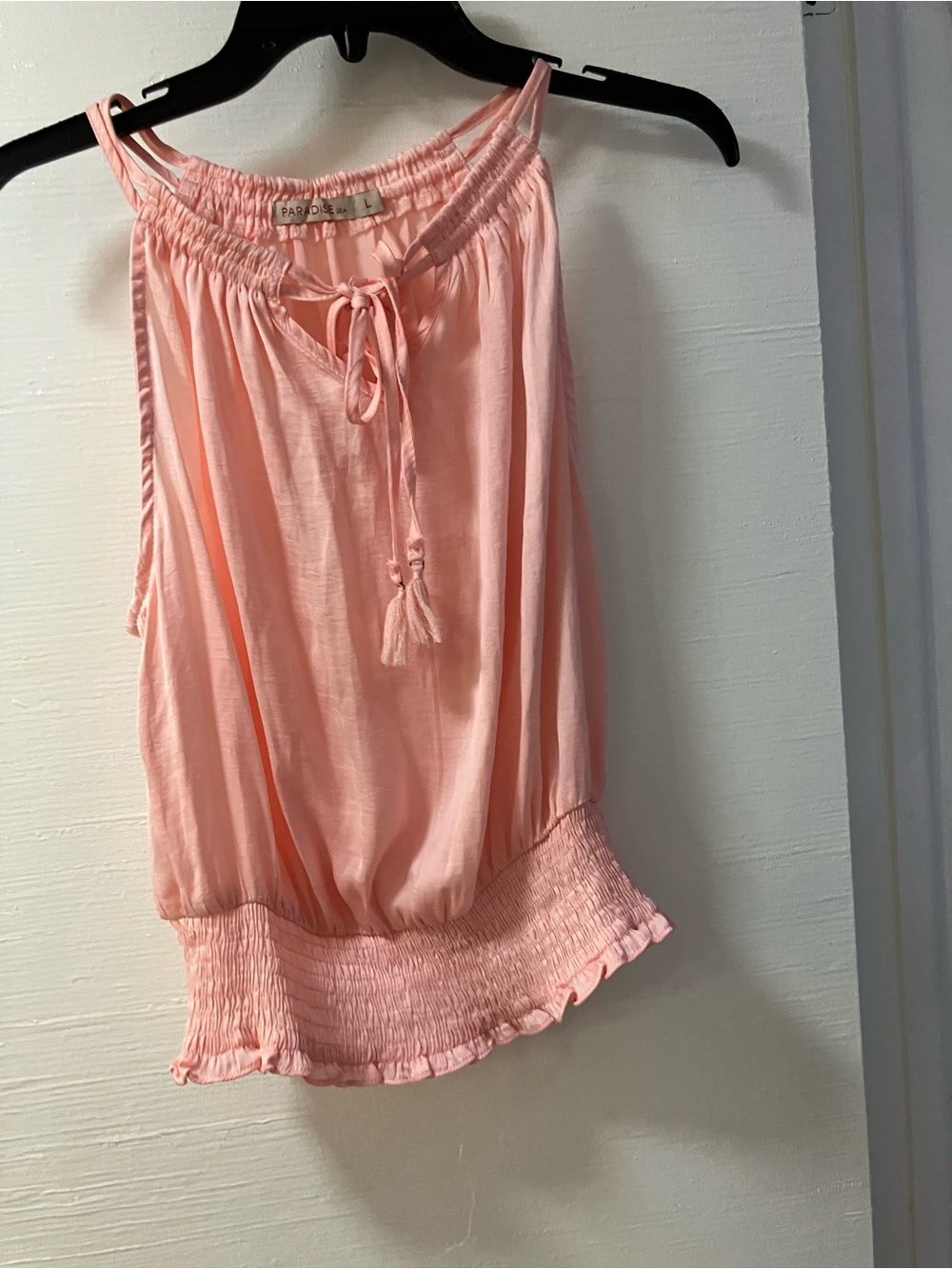 Blush Pink Sleeveless Peasant Top